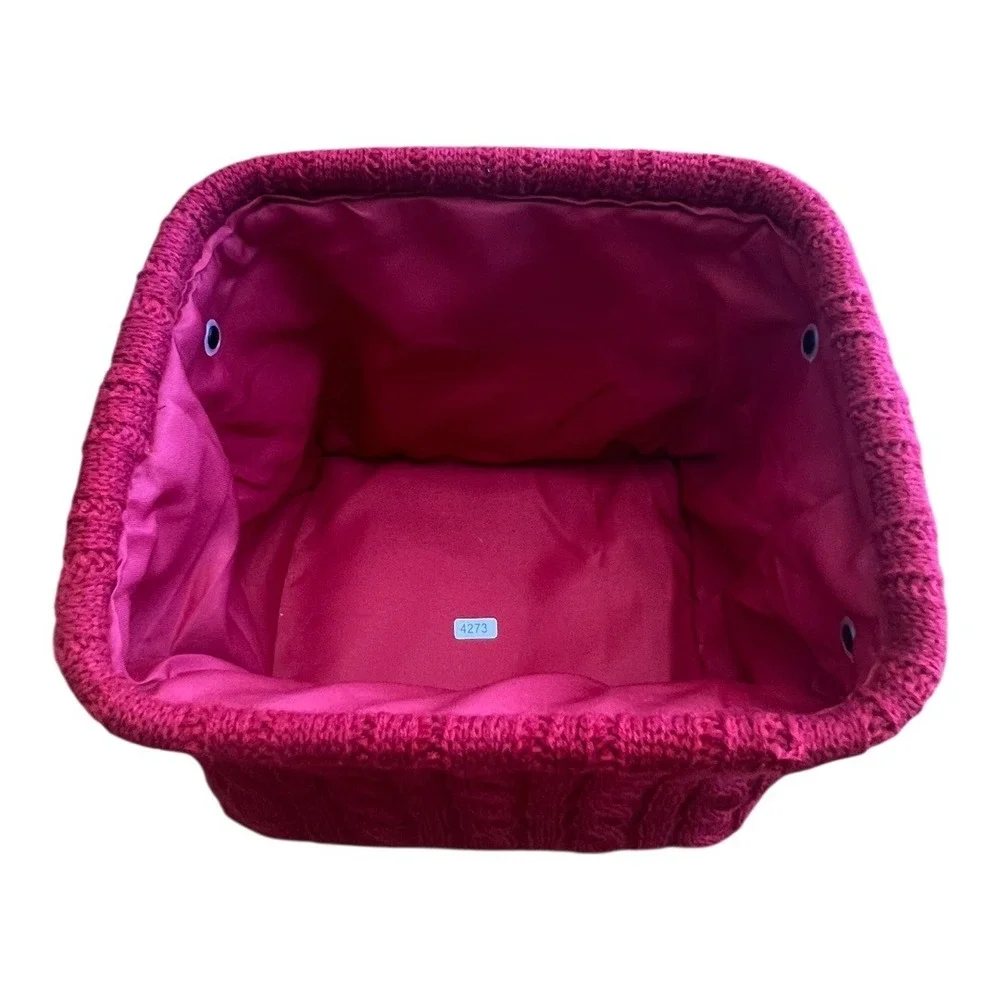Threshold Storage Bin Home 9x8x7 Magenta Red Brand New Cable Knit Faux Leather